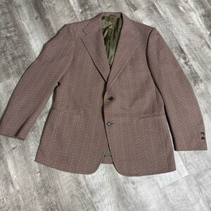 VTG Juilliard Brown Herringbone Sport Coat Mens 46R Blazer USA Made Suit Jacket